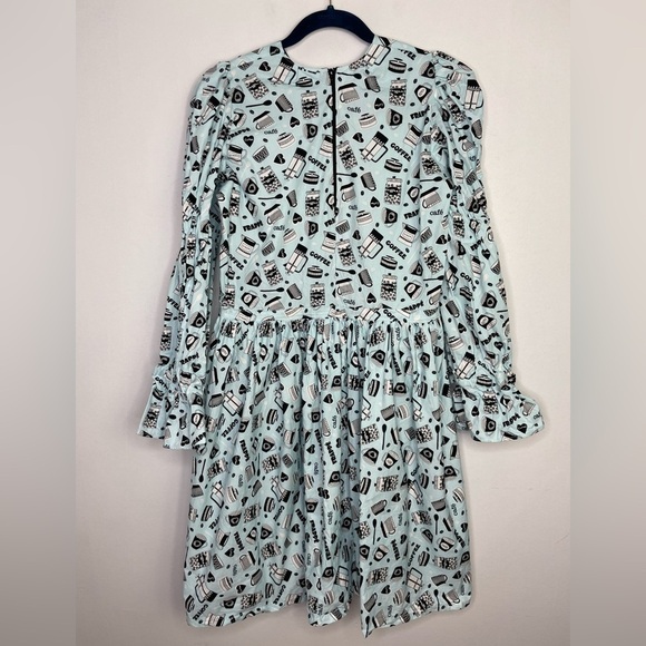 COFFEE theme novelty smock sleeve mini dress - Picture 9 of 10